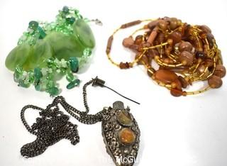 Three (3) Boho Costume Jewely Necklaces. 