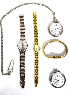 Group of Wrist Watches and Pocket Watches.  Untested.