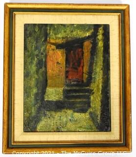 Framed Mid Century Modern Abstract Oil on Canvas Painting.  Unsigned.  Measures 14" x 12".