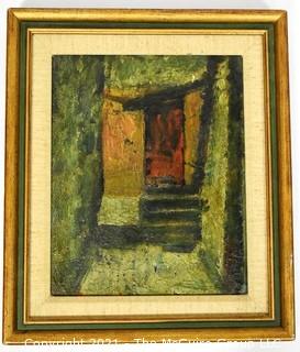 Framed Mid Century Modern Abstract Oil on Canvas Painting.  Unsigned.  Measures 14" x 12".