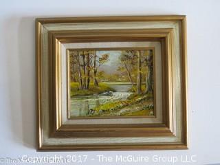 Framed original riverscape; on canvas; 15 1/2 x 17 1/2"