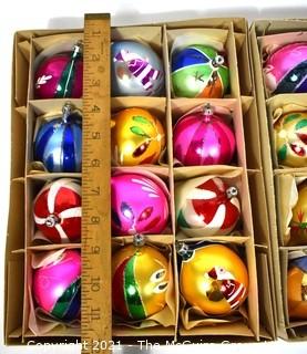 Two (2) Boxes of Vintage Hand Blown & Painted Glass Ornaments Made in Poland.