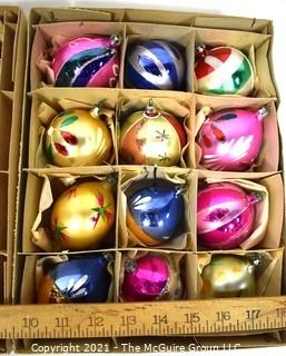 Two (2) Boxes of Vintage Hand Blown & Painted Glass Ornaments Made in Poland.