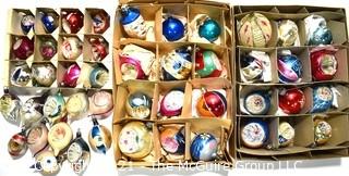 Three (3) Boxes of Vintage Hand Painted Mercury Glass Ornaments with Indents.