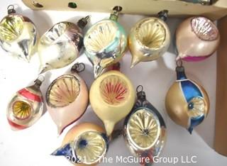 Three (3) Boxes of Vintage Hand Painted Mercury Glass Ornaments with Indents.