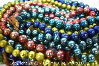 Five (5) Vintage Strands of Bright Mercury Glass Beads Christmas Garlands