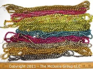 Nine (9) Vintage Strands of Bright Mercury Glass Bead Christmas Garlands.