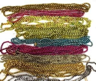 Nine (9) Vintage Strands of Bright Mercury Glass Bead Christmas Garlands.