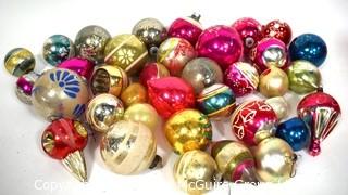 Collection of Vintage Hand Painted Glass Ornaments Various Sizes