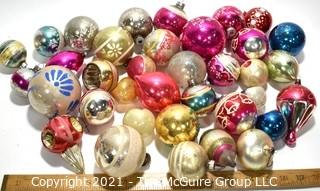 Collection of Vintage Hand Painted Glass Ornaments Various Sizes