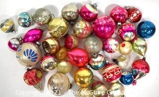 Collection of Vintage Hand Painted Glass Ornaments Various Sizes