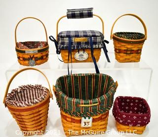 Collection of (6) Longaberger Baskets with Fabric Liners.  