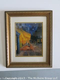 Framed print; city streetscape; 14 x 17"