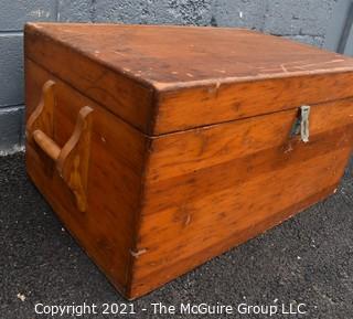 Vintage Hand Made Shipwrights Pine Chest. Measures 32" x 19" x 16"