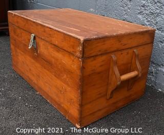 Vintage Hand Made Shipwrights Pine Chest. Measures 32" x 19" x 16"