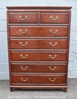 Tall Dresser with Brass Pulls and (7) Drawers.  