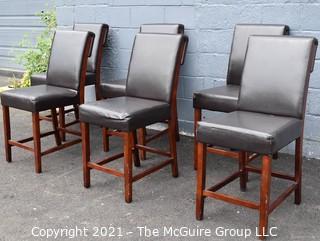 Set of Six (6) Contemporary High Dining Chairs. Some nicks to upholstery. 