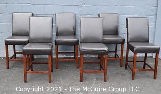 Set of Six (6) Contemporary High Dining Chairs. Some nicks to upholstery. 