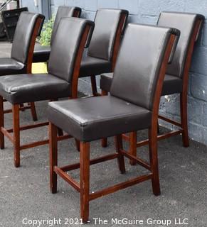 Set of Six (6) Contemporary High Dining Chairs. Some nicks to upholstery. 