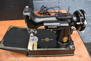 Singer 3-120 Featherweight Sewing Machine with Portable Folding Utility Table