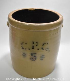 Antique American CP Co Salt Glazed Stoneware Canning Crock. Measures 13" T x 11" D