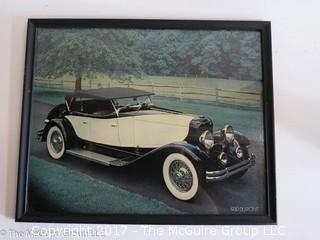 4 Framed photos of vintage cars (3 are 17 x 22")