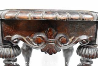 Antique Asian Carved Hardwood Side Table
