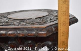 Antique Asian Carved Hardwood Side Table
