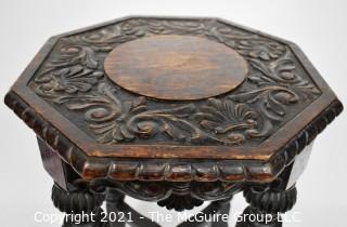 Antique Asian Carved Hardwood Side Table
