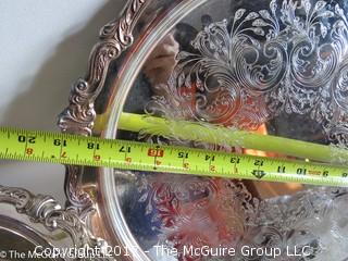 Collection of silverplate serving ware; bowl is 10"T x 16"W