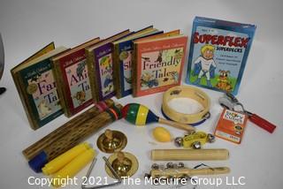 Group of Children's Books And Musical Instruments. {Liquidation of Creative Health LLC, Fairfax, VA}