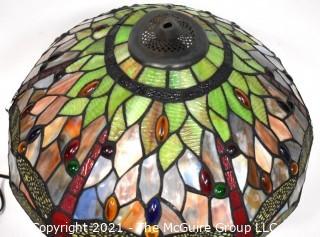 Vintage Tiffany Style Stained Glass Dragonfly Lamp.  