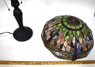 Vintage Tiffany Style Stained Glass Dragonfly Lamp.  