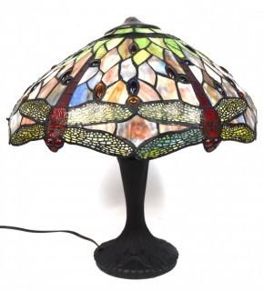 Vintage Tiffany Style Stained Glass Dragonfly Lamp.  