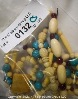 Three (3) Strands of Carved Bone and & Turquoise Beads.