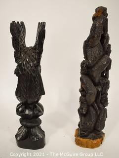 Two (2) Carved Wooden Totem Statues.