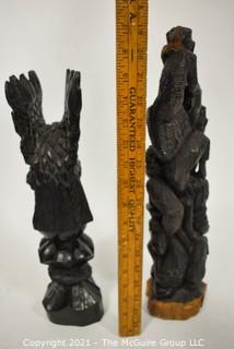 Two (2) Carved Wooden Totem Statues.