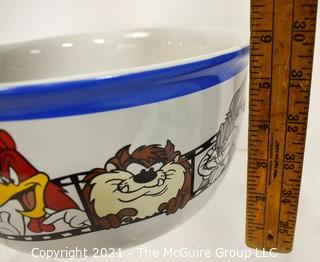 Large Ceramic Warner Brothers Studio Store Bowl with Looney Tunes  Filmstrip Characters.   11" D x 6" T.