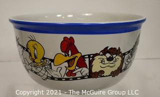 Large Ceramic Warner Brothers Studio Store Bowl with Looney Tunes  Filmstrip Characters.   11" D x 6" T.