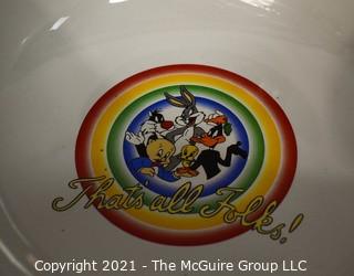 Large Ceramic Warner Brothers Studio Store Bowl with Looney Tunes  Filmstrip Characters.   11" D x 6" T.