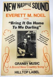 Vintage Concert Poster on Card Board for New Nashville Sound, Everette M Noel at Granby Music Hall.