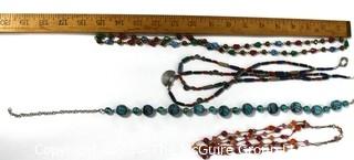 Four (4) Mixed Bead Necklaces.  One is missing clasp.  