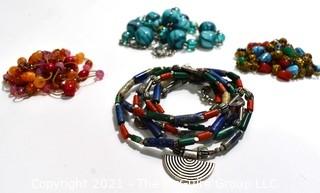 Four (4) Mixed Bead Necklaces.  One is missing clasp.  