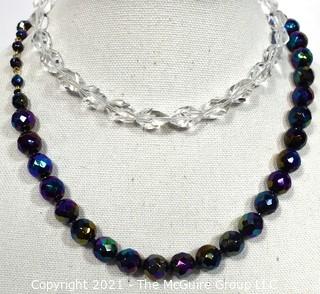 Two Vintage Iridescence Crystal Bead Necklaces.