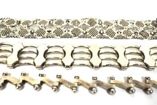 Three Silver Tone Bracelets Including One Made of Woven Glass Seed Beads. 