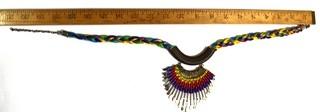 Artisan Made Hammered Brass Fringe on Multi Color Cords Necklace. Measures 21" long. 