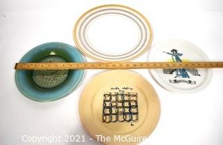 Four (4) Art Pottery and Porcelain Plates.  Includes 