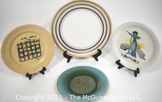 Four (4) Art Pottery and Porcelain Plates.  Includes 