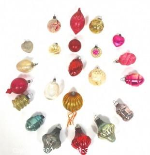 Collection of Vintage Glass Christmas Ornaments with Indents.