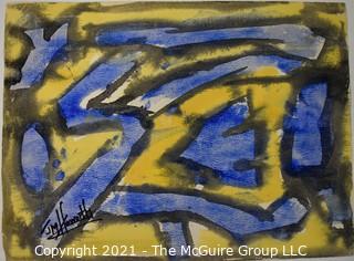 Unframed Abstract Watercolor on Paper; signed JM Howorth. Measures 11" x 14".